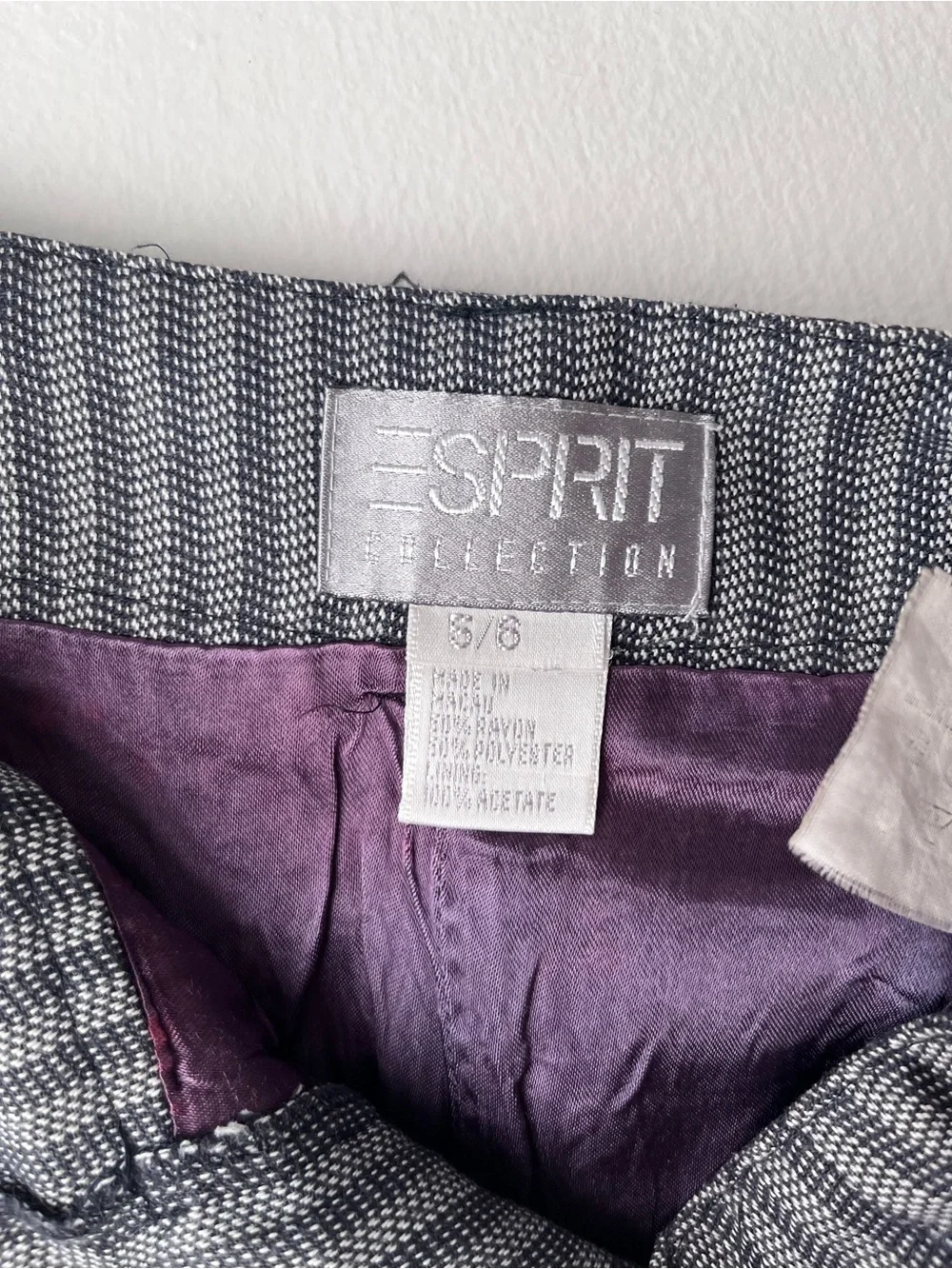 VINTAGE ESPRIT 80s gray striped midi pencil skirt size 5/6